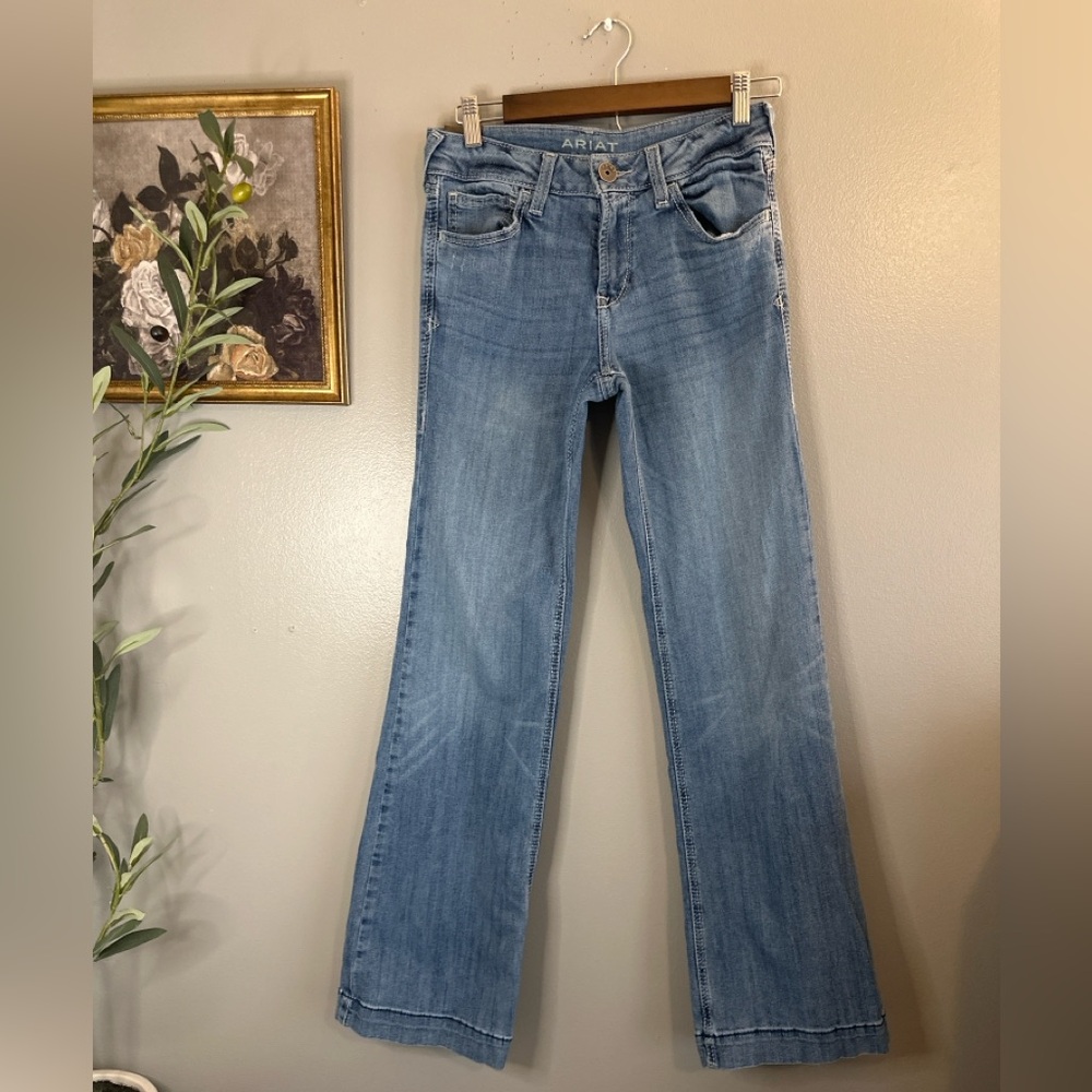 Ariat Trouser Jeans Perfect Rise Chelsey Wide Leg Alabama Western Cowgirl 27R - Picture 3 of 8